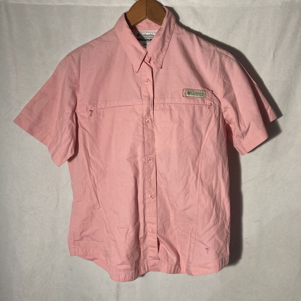 Columbia Pink Short Sleeve Button Front Shirt